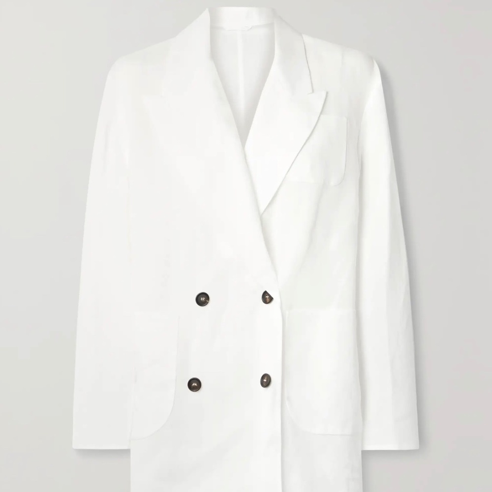Brunello Cucinelli Double Breasted Cotton Organza Blazer Size 34